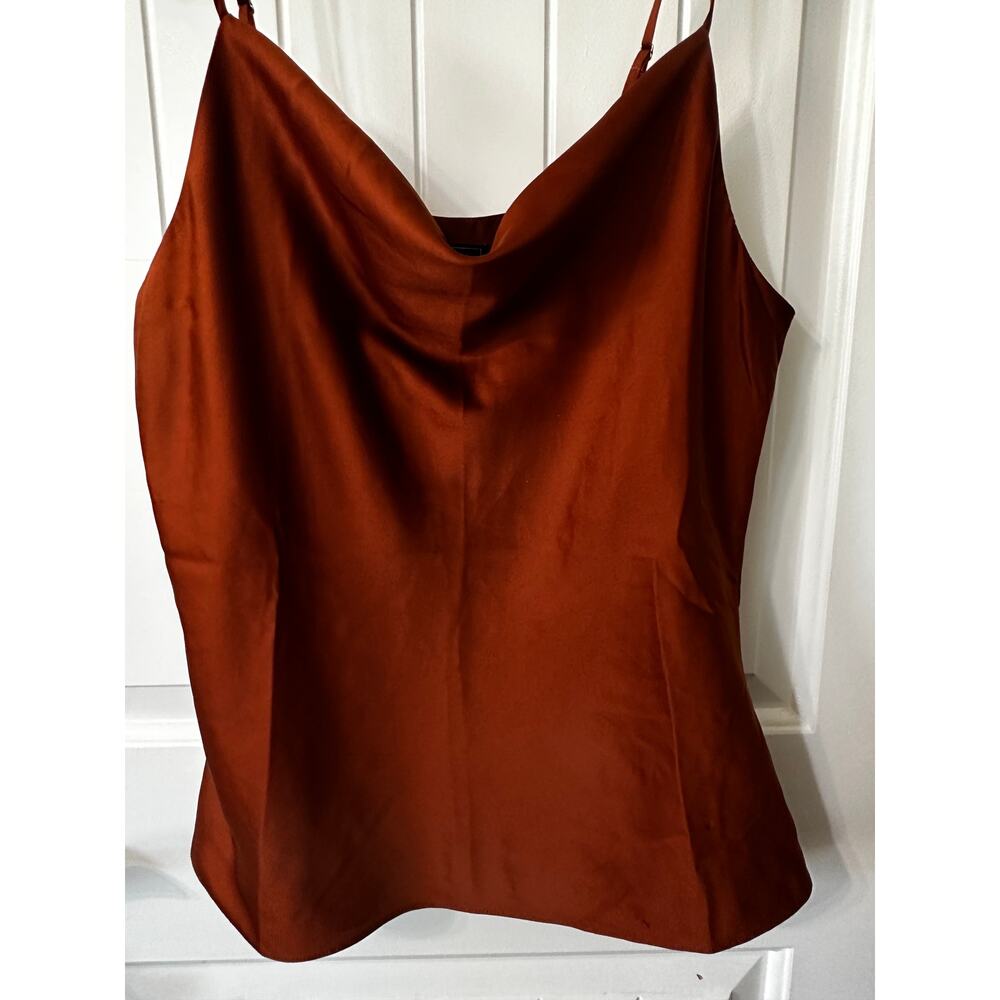 OLM Satin Cowl Neck Cami Top Rust Large Y2K